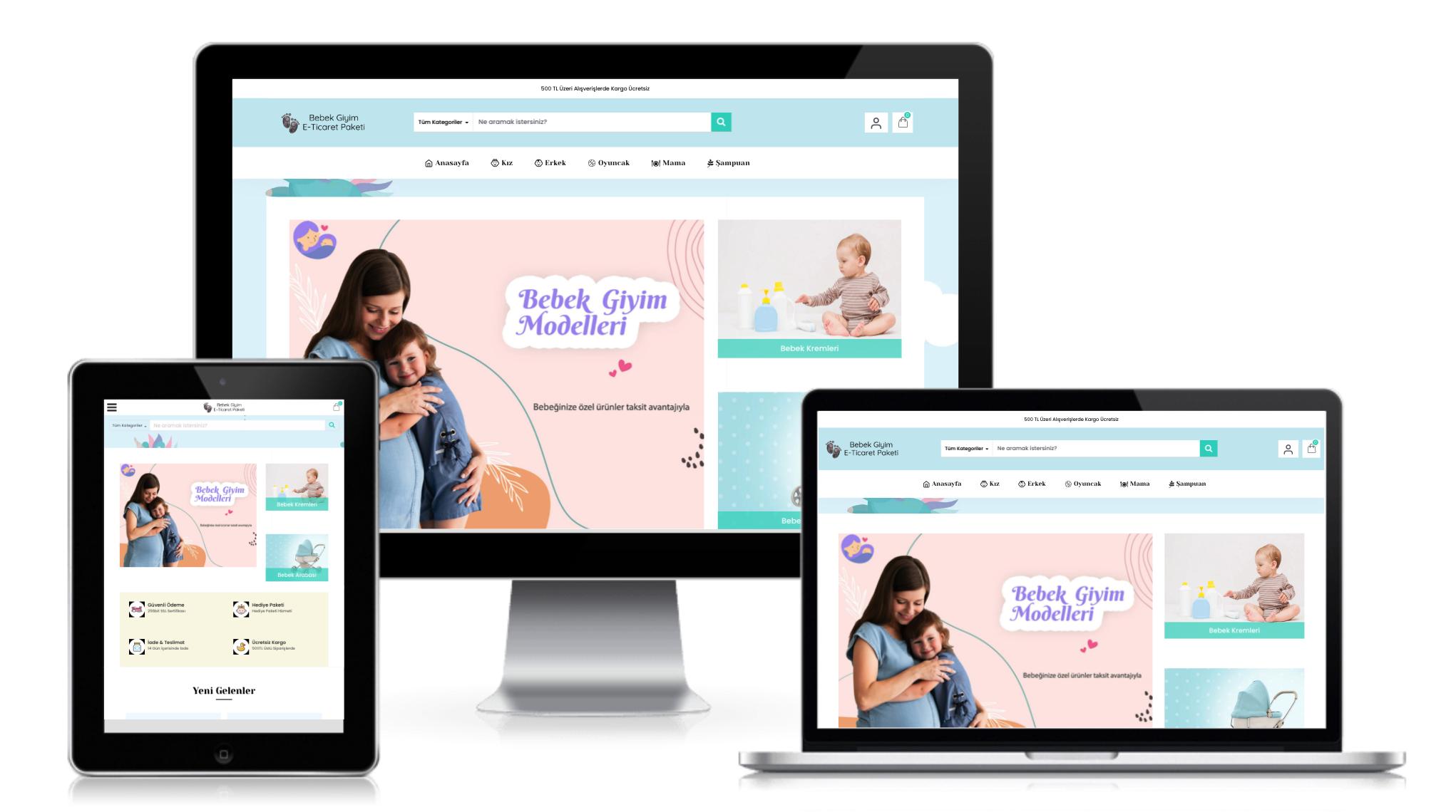 Bebek Giyim Mağazası E-Ticaret Paketi