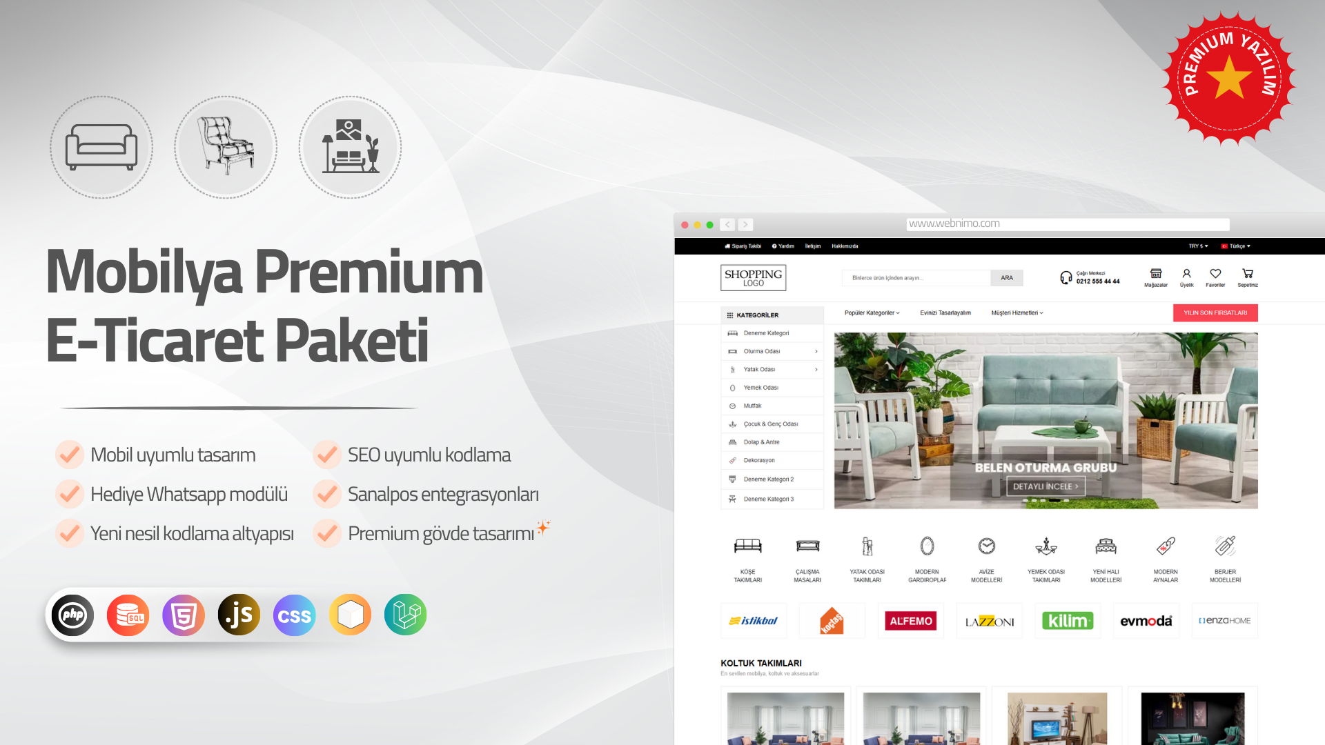 Mobilya Premium E-Ticaret Paketi