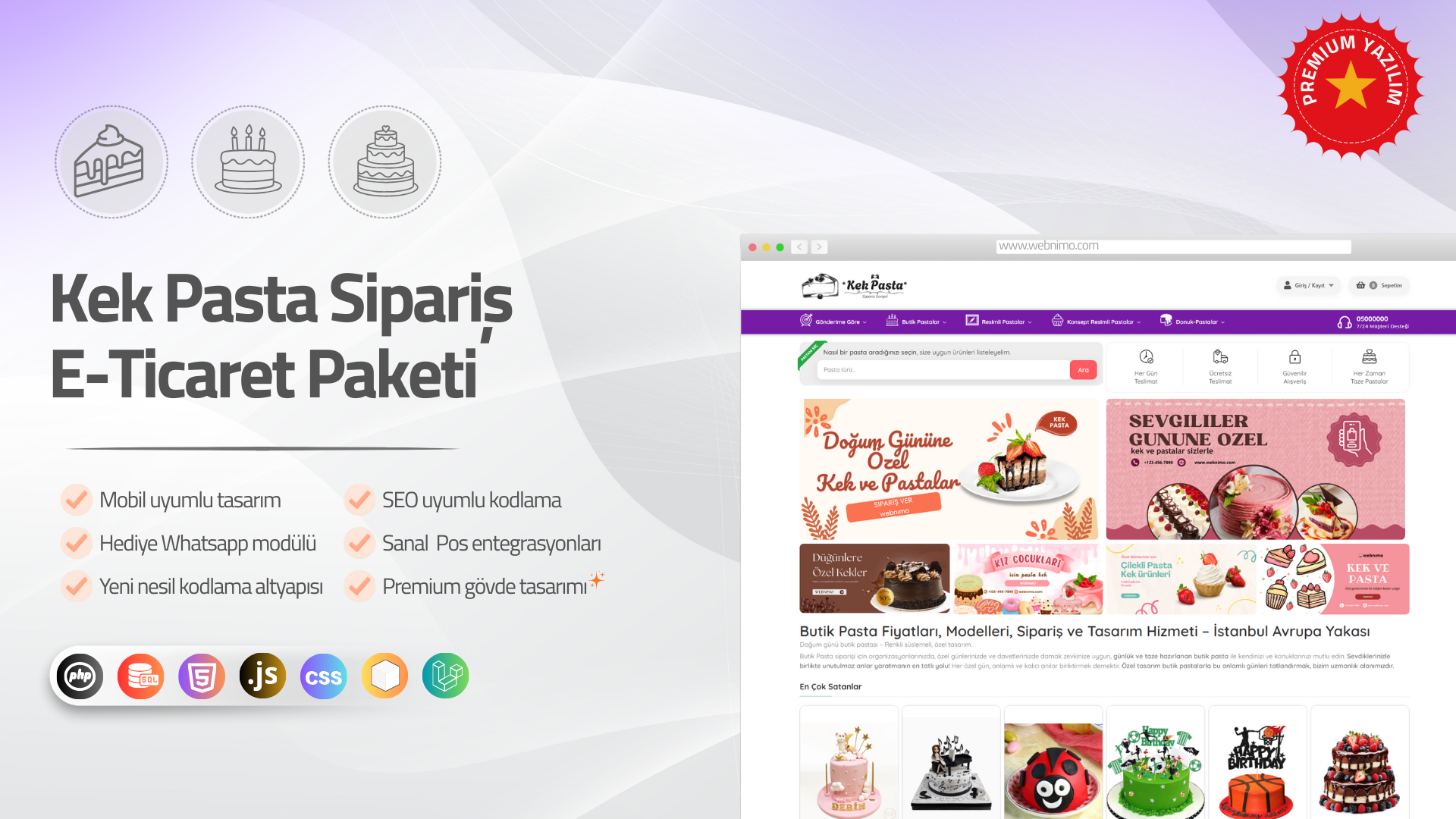 Kek & Pasta Sipariş E-Ticaret Paketi