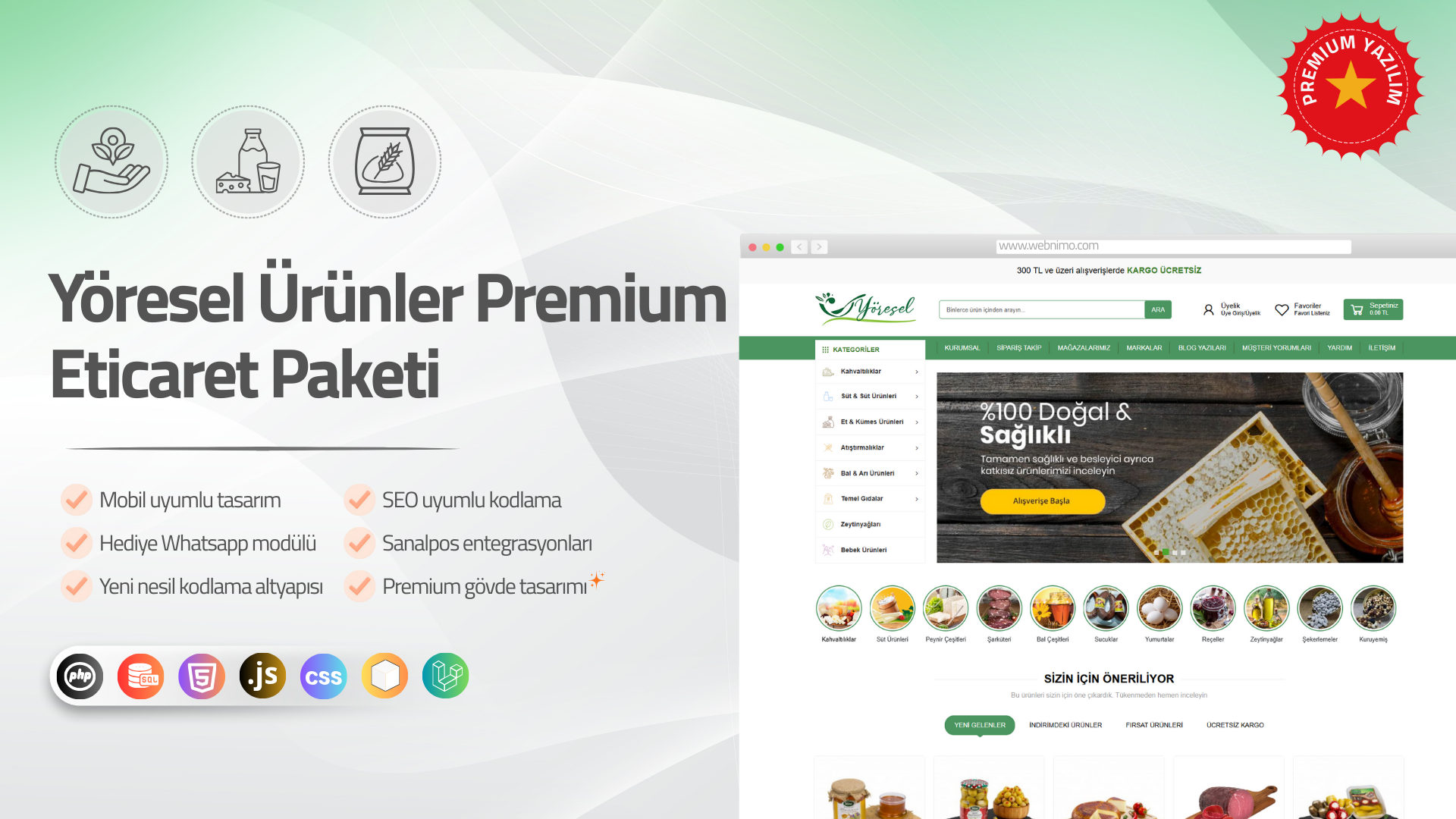 Yöresel Ürünler Premium Eticaret Paketi
